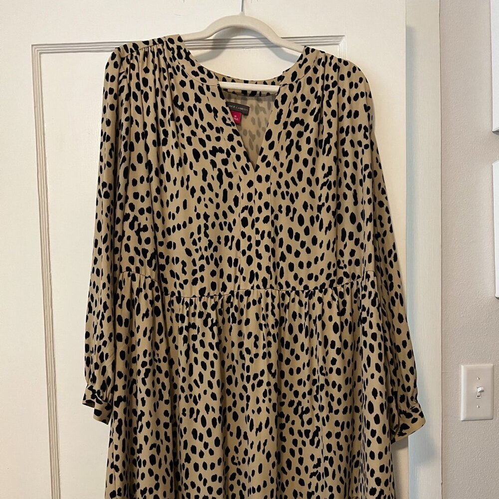 Vince Camuto Flirty Fall Neutral Spotted Dress